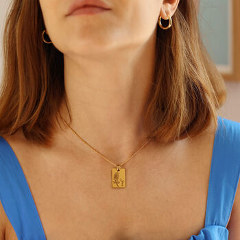 Personalised Rectangle Tag Birth Flower Necklace, 3 of 12