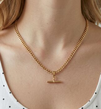 Kin Gold T Bar Necklace, 2 of 5