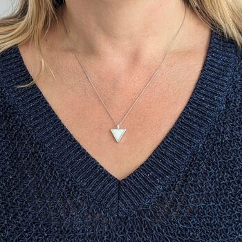'The Triangle' Mother Of Pearl Necklace, Silver, 2 of 6