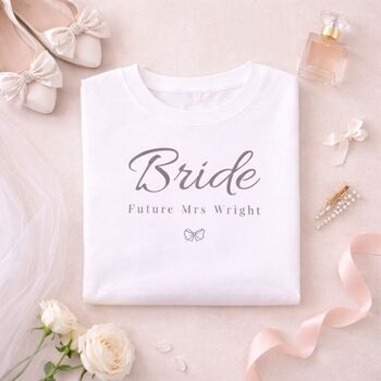 Personalised Bride Future Mrs T Shirt, 4 of 4