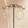White Rainbow Moonstone Oval Gold Silver Stud Drop Earrings, thumbnail 7 of 9
