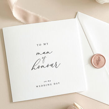 Luxury Wedding Day Card For Man Of Honour With Wax Seal, 4 of 7