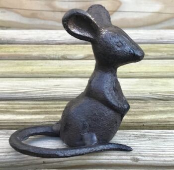 Set Of Two Solid Cast Iron Mice In Gift Pouch, 4 of 4