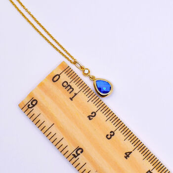 Sapphire Blue Long Teardrop Necklace, 4 of 8