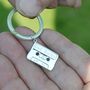 Engraved Sterling Silver Cassette Tape Key Ring, thumbnail 1 of 7