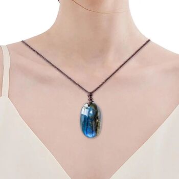Natural Labradorite Pendant Rope Chain Necklace, 5 of 5
