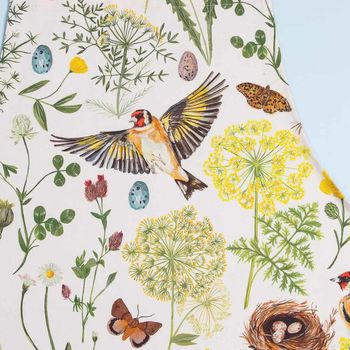 Goldfinch And Buttercup Floral And Bird Tea Towel, 3 of 3