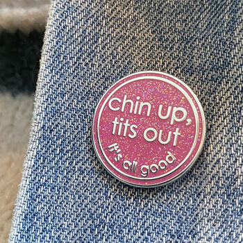 Chin Up Tits Out Screen Printed Glitter Tote Bag, 5 of 6