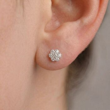 Flower Zircon Sterling Silver Stud Earrings, 2 of 3