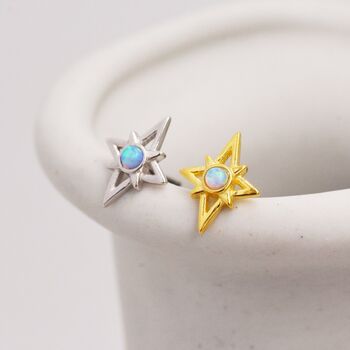 North Star Opal Stud Earrings In Sterling Silver, 6 of 11