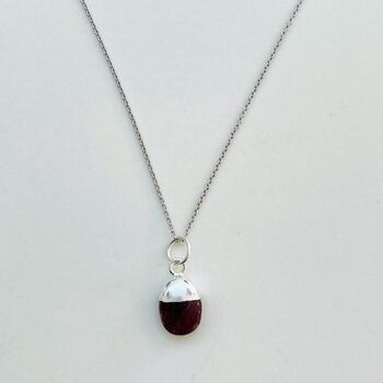 July Birthstone Necklace, Ruby, Silver Plated, 6 of 8