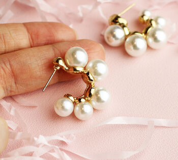 Rhinestone Pearl Stud Earrings, 2 of 2