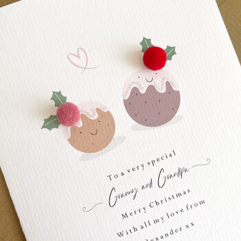 Personalised Christmas Pudding Couple Card, 2 of 2