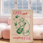 Cats And Wine Kitchen Print, thumbnail 2 of 4