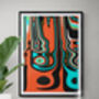 Retro Abstract Wall Art, Orange And Black Shapes, thumbnail 3 of 12