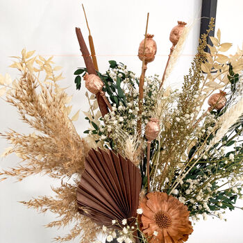 Protea Ruscus Flower Bouquet With Poppy Seedheads, 3 of 4