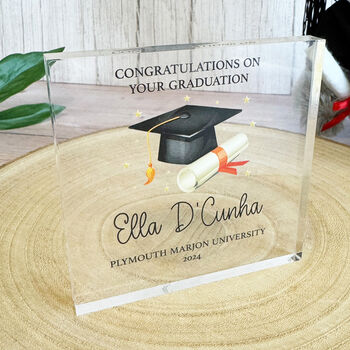 Personalised Acrylic Graduation Keepsake Block 10mm, 2 of 3