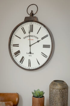 Antique Brass Large Oversized Pocket Watch Wall Clock, 9 of 12
