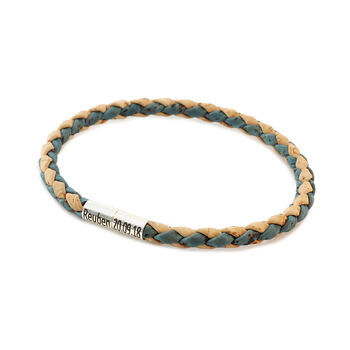Personalised Sterling Silver Cork Bracelet Natural/Blue, 6 of 8