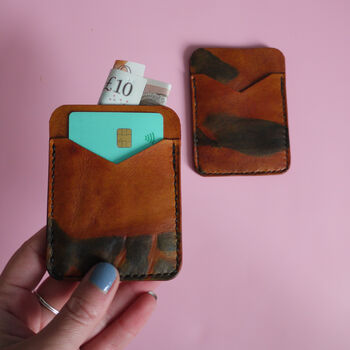 Tan Tie Dye Leather Pocket Wallet, 5 of 7