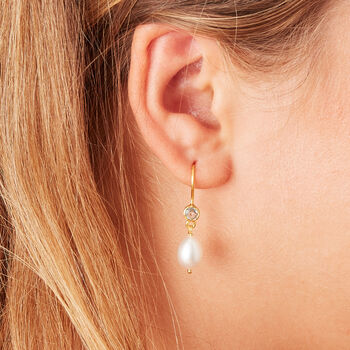 Pearl And Blue Aquamarine Drop Earrings, 2 of 11