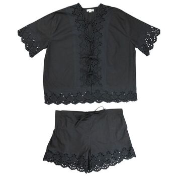 Ladies Black Cotton Short Pyjama Set 'Betty', 8 of 8