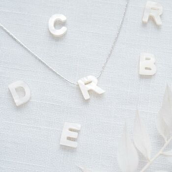 Mother Of Pearl Couples Letter Personalised Necklace, 2 of 7