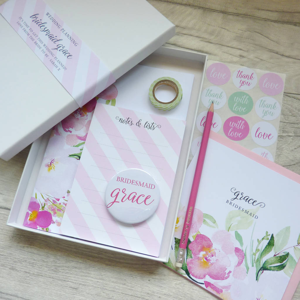 Bridesmaid Wedding Planning Stationery Gift Set By Little Cherub Design