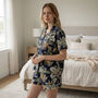 Giraffe And Leopard Print 100% Cotton Ladies Pyjama Short Set In Navy Blue, thumbnail 1 of 6