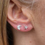 Sterling Silver Mini Mismatch Star And Moon Studs, thumbnail 1 of 12
