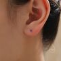 Sterling Silver Very Tiny 2mm Sapphire Blue Cz Stud Earrings, thumbnail 8 of 12