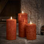 Tru Glow® Mottled Orange LED Chapel Candle Trio, thumbnail 3 of 4