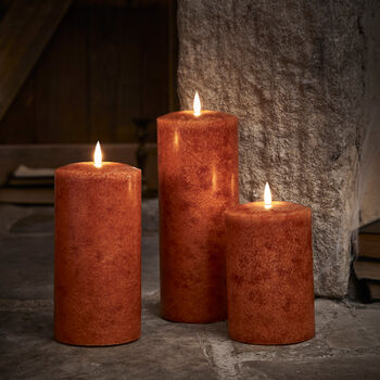 Tru Glow® Mottled Orange LED Chapel Candle Trio, 3 of 4