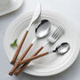Stainless Steel And Faux Wood Cutlery Set, thumbnail 4 of 10