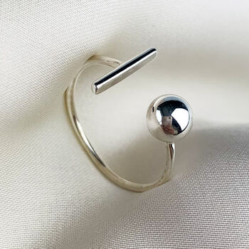 Sterling Silver Geometric Adjustable Ring, 2 of 5