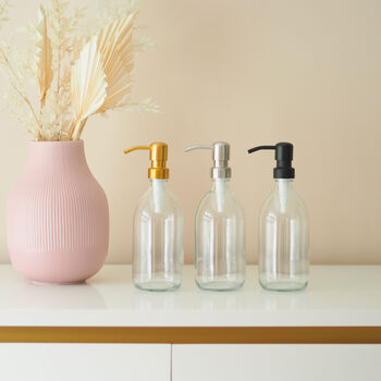 Refillable Clear Glass Bottle With Metal Pump, 3 of 9