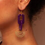 Velma – Purple Chain And Brass Fan Art Deco Acrylic Statement Dangle Earrings, thumbnail 1 of 4