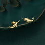 Tiny Narwhal Unicorn Whale 16 G Internally Threaded Flat Back Earrings In Sterling Silver, thumbnail 3 of 11