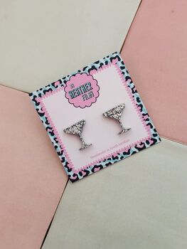 Margarita Glitter Resin Studs / Cocktail Lover Gift / Party Jewellery / Fun Statement Accessories, 4 of 5