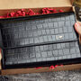 Leather Travel Wallet Gift Black Croc, thumbnail 1 of 10