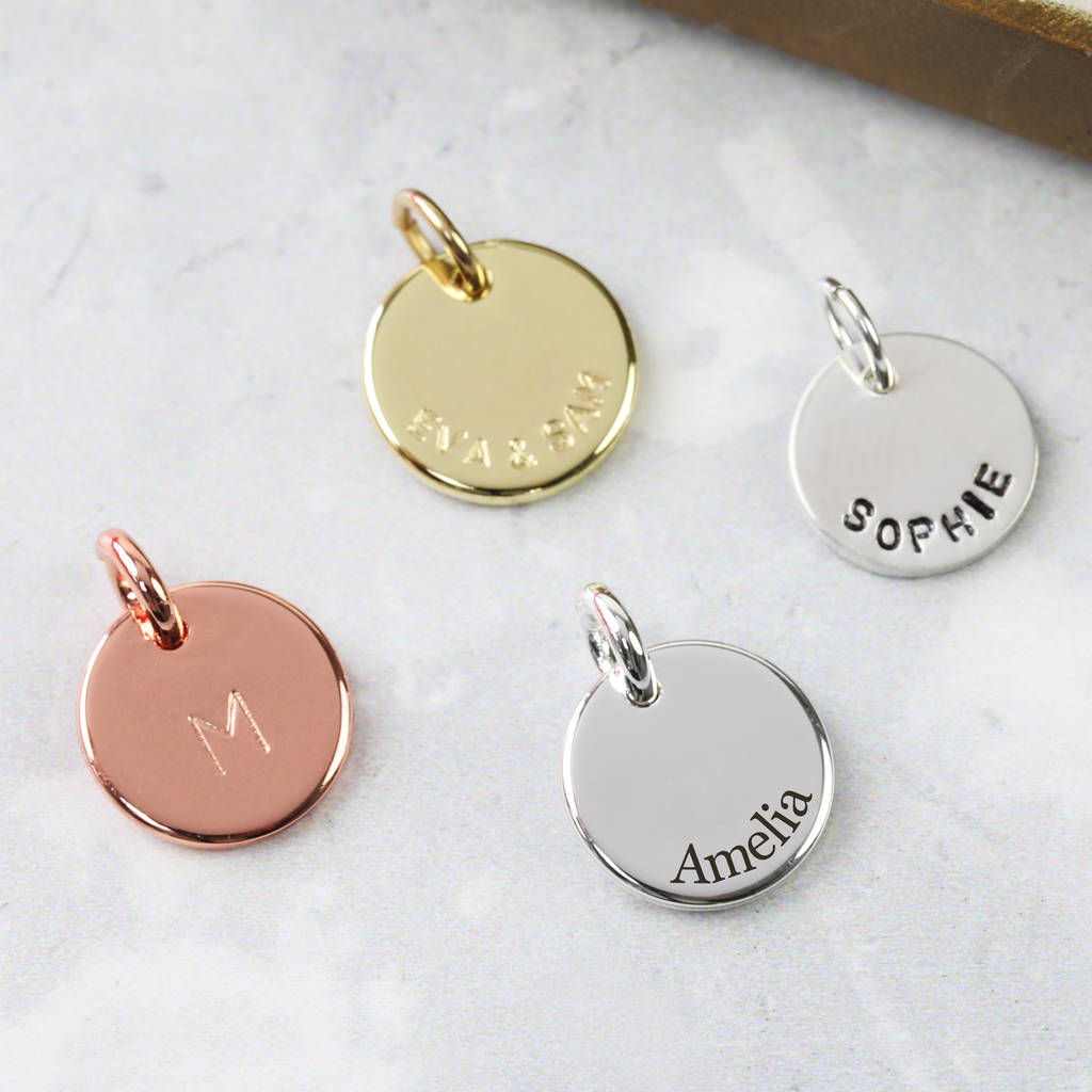 Personalised Small Disc Bracelet Charm, 1 of 2