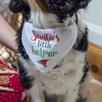Santa's Little Helper Dog Bandana And Neck Strap Collar, 3 of 3