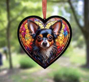 Chihuahua Stained Glass Effect Heart Suncatcher, 4 of 7
