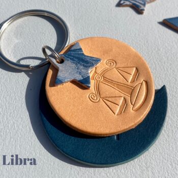 Personalised Zodiac Birthday Leather Keyring, 8 of 12