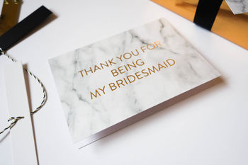 Marble And Gold Foil Thank You For Being My Bridesmaid, 3 of 10