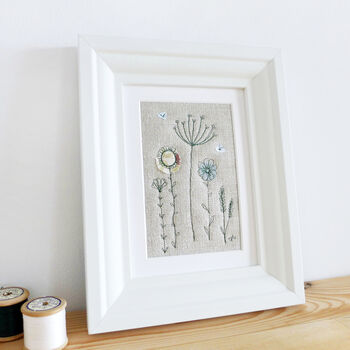 Wildflowers Embroidered Linen Picture, 2 of 5