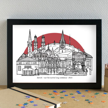 Zürich Skyline Travel Art Print Unframed, 2 of 6