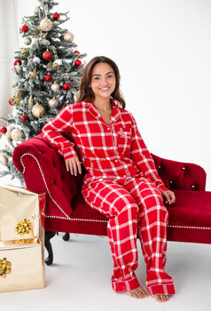 Family Xmas Personalised Embroidered Red Check Pyjamas, 4 of 9