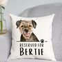 Personalised Reserved For Dog Breed Cushion, thumbnail 1 of 7