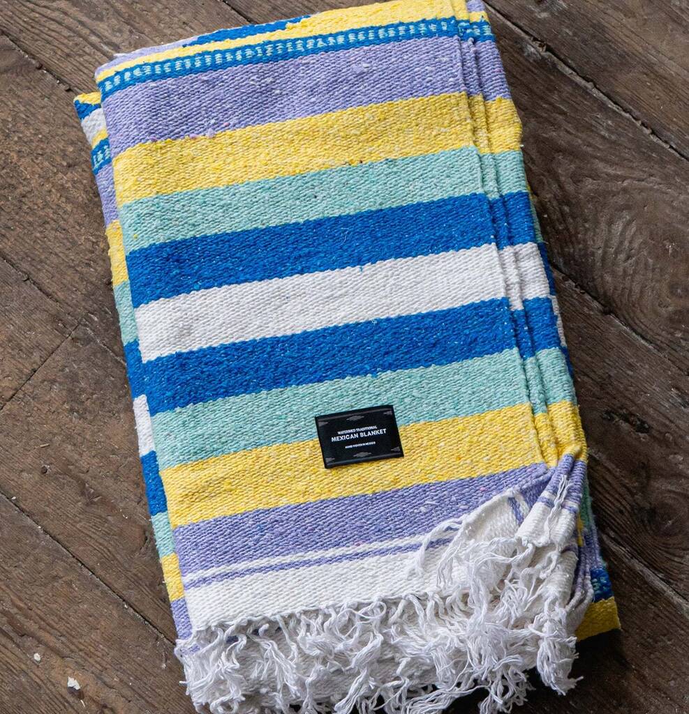 Mexican Blanket Celeste Blue Stripe By watershed